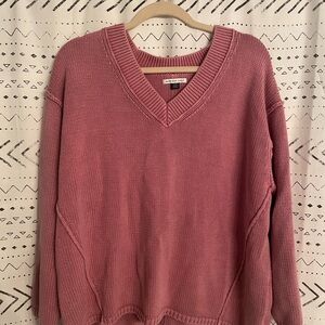 American Eagle Outfitters Dusty Rose V-Neck Sweater